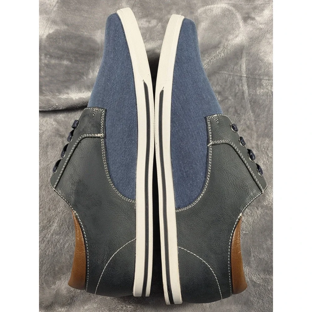 NEW Bruno Marc Rivera Navy Casual Canvas/Faux‎ Leather Oxford Sneaker Shoes 10.5